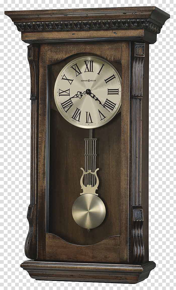 Vintage, brown wooden framed pendulum clock transparent background PNG clipart