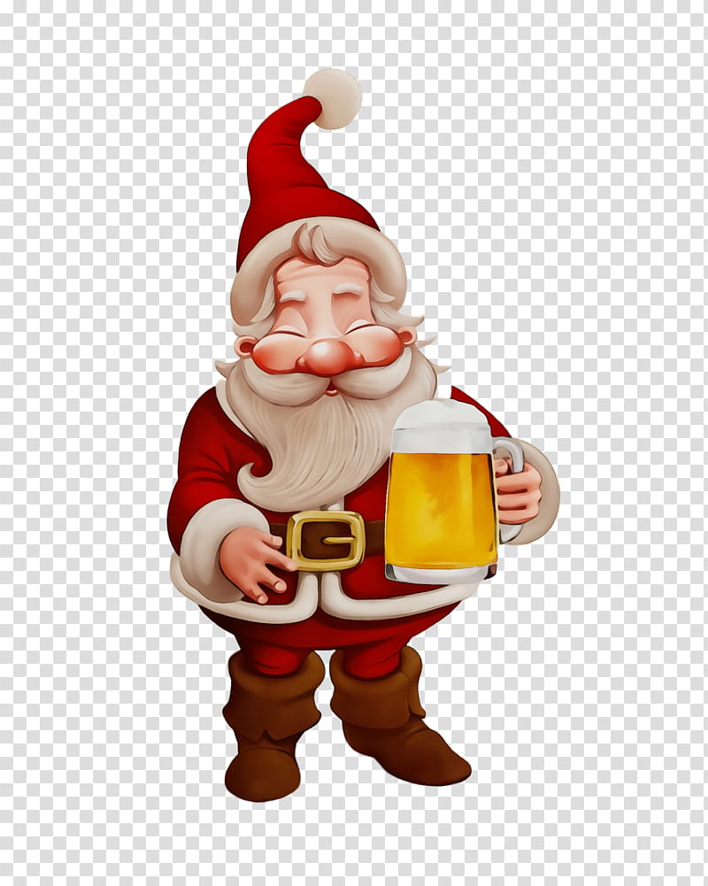 Santa claus, Watercolor, Paint, Wet Ink, Garden Gnome, Figurine, Cartoon, Statue transparent background PNG clipart