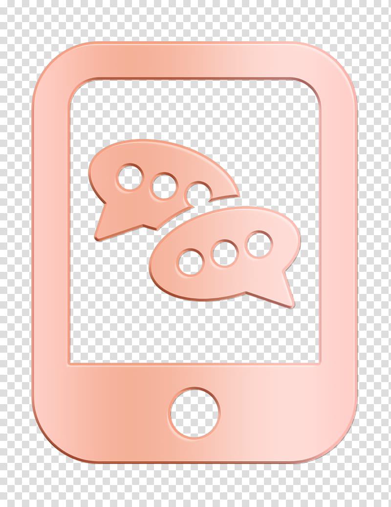 Cellphone with speech boxes icon Chat icon Office set icon, Interface Icon, Pink, Cartoon, Technology, Finger Food, Baked Goods, Tableware transparent background PNG clipart