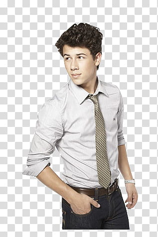 JONAS, Nick Jonas in white dress shirt transparent background PNG clipart