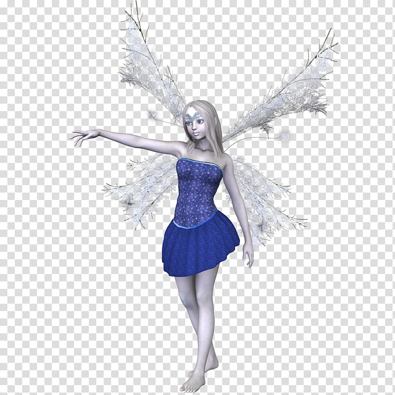 Winter Fae , female fairy in blue dress transparent background PNG clipart
