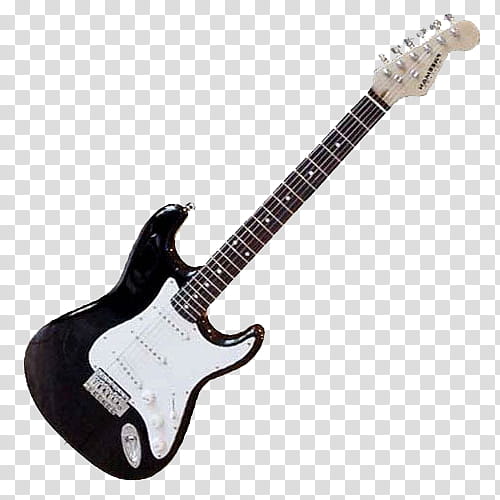 Guitars, black and white stratocaster electric guitar transparent background PNG clipart