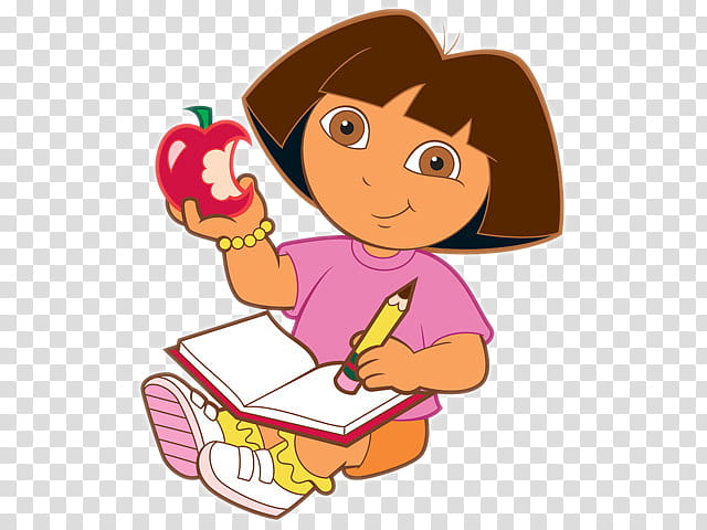 Dora The Explorer, Dora eating apple transparent background PNG clipart
