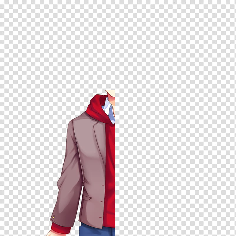 DDLC R All Character Sprites FREE TO USE, gray suit jacket and red hoodie illustration transparent background PNG clipart