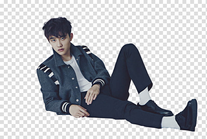EXO DO Elle P, men's blue jacket and and blue pants transparent background PNG clipart