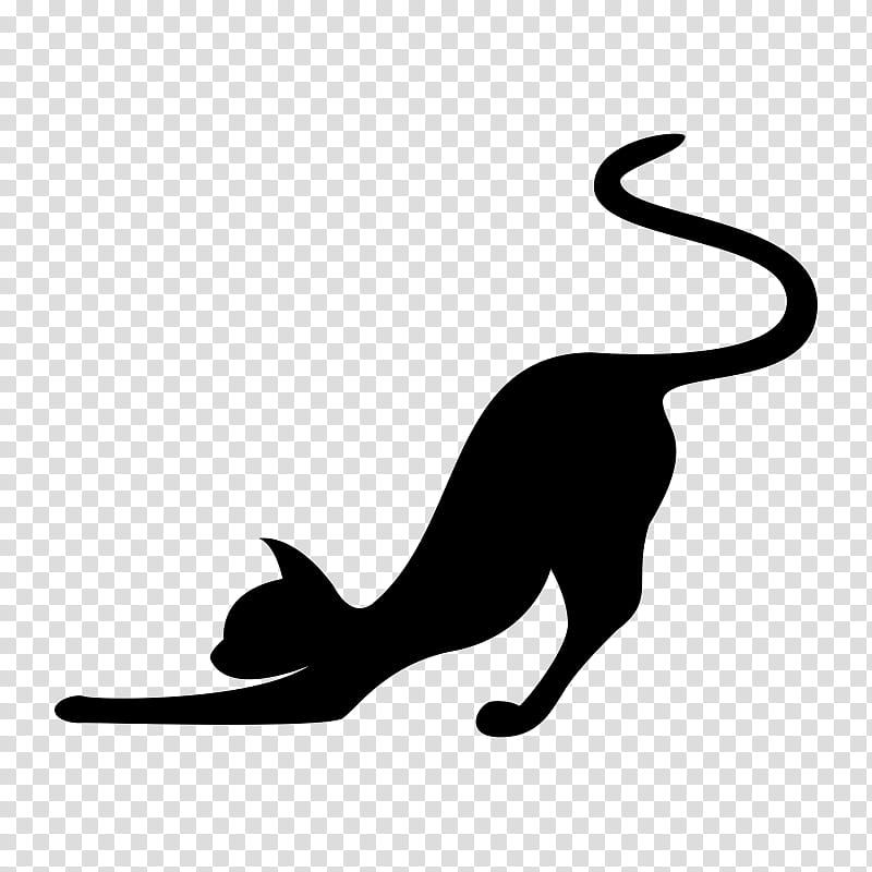 Cat Silhouette, Kitten, Black Cat, Stretching, White, Small To Mediumsized Cats, Tail, Footwear transparent background PNG clipart