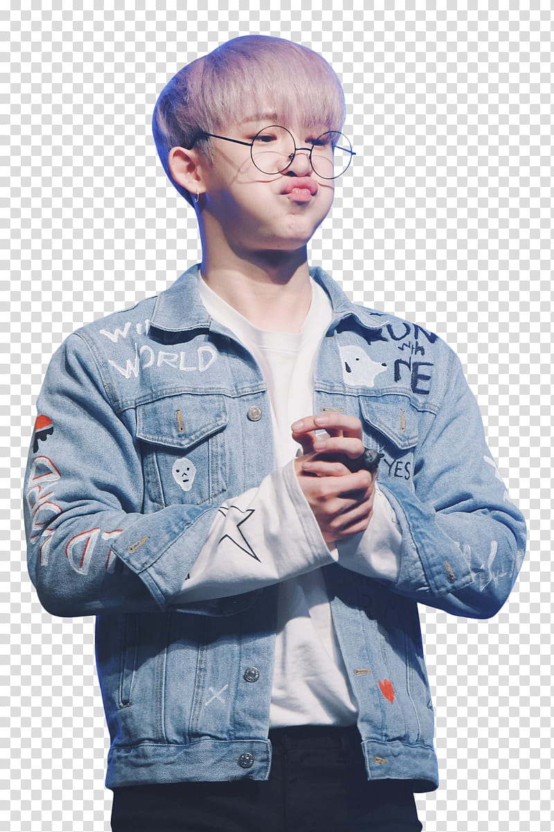 WONHO MONSTA X , man wearing blue denim jacket transparent background PNG clipart