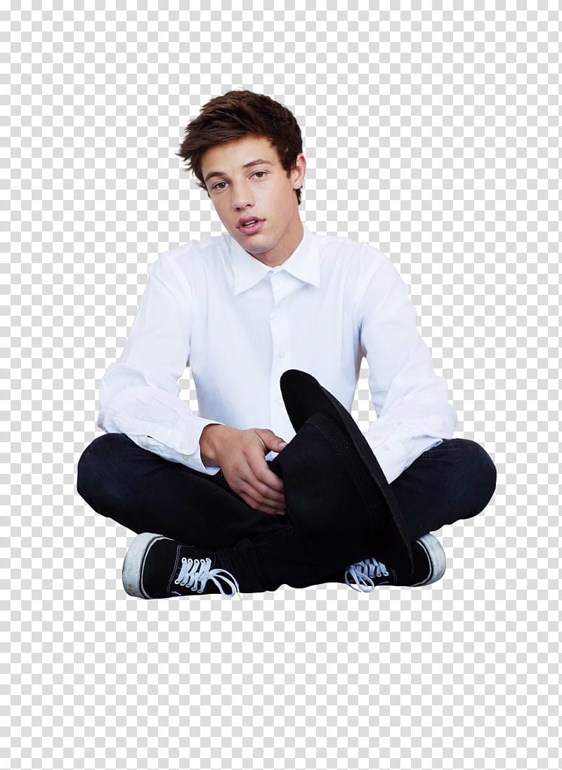 Cameron Dallas, man sitting on floor transparent background PNG clipart
