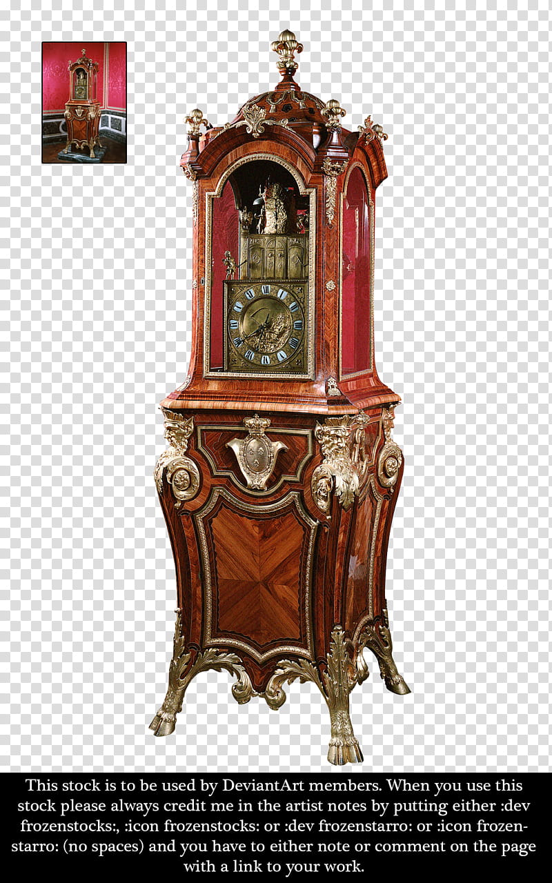 RESTRICTED Versailles Clock , brown and red wooden cabinet transparent background PNG clipart