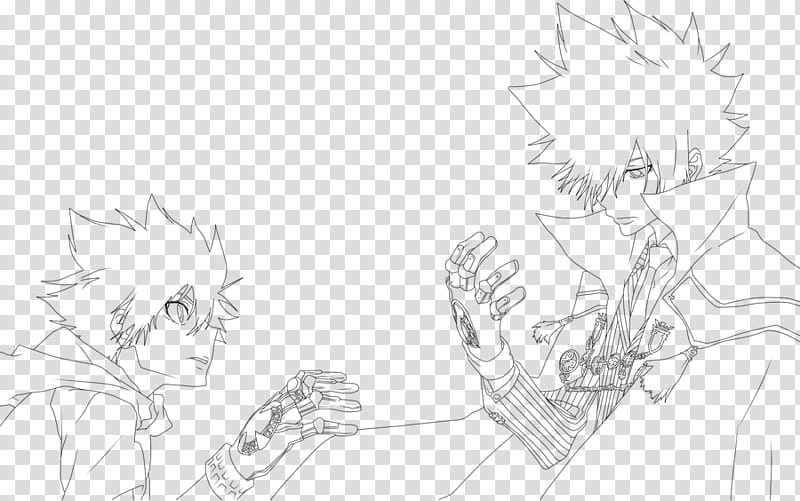Vongola decimo and Vongola primo lineart, two sketch of anime characters transparent background PNG clipart