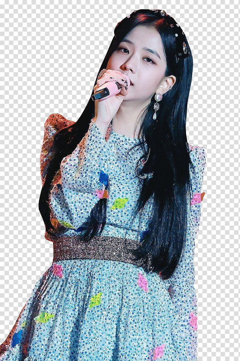 JISOO BLACKPINK , Blackpink Jisoo holding microphone transparent background PNG clipart