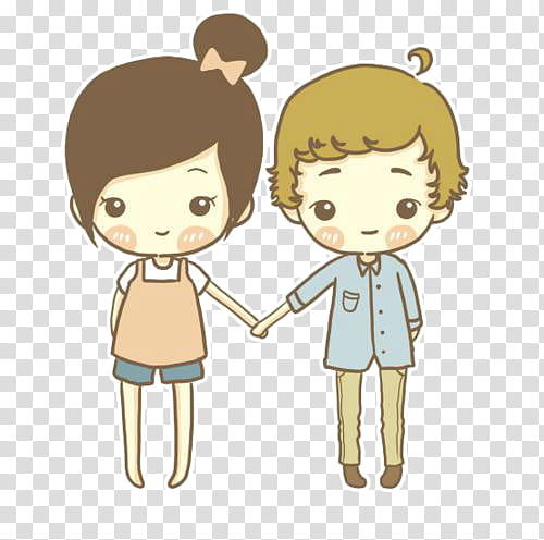 One Direction Caricaturas , animated boy and girl holding hands transparent background PNG clipart