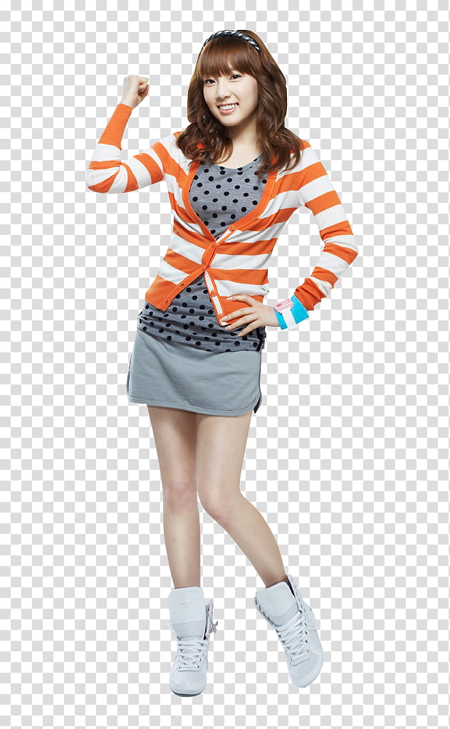 K pop s, smiling woman raising right hand transparent background PNG clipart