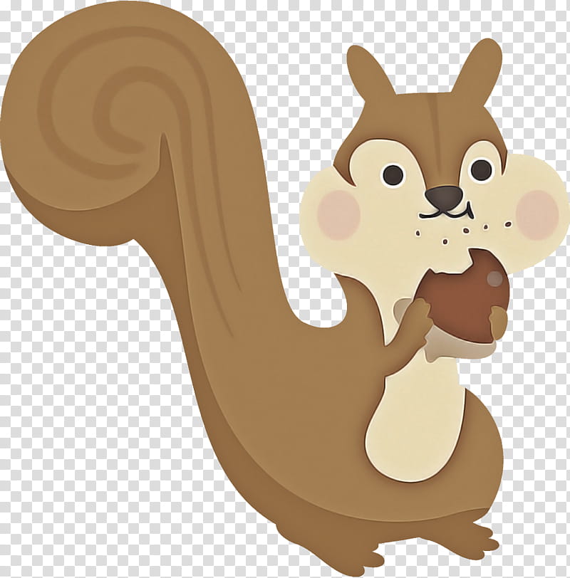 Squirrel autumn acorn, Cartoon, Animal Figure, Ferret, Tail, Fawn transparent background PNG clipart