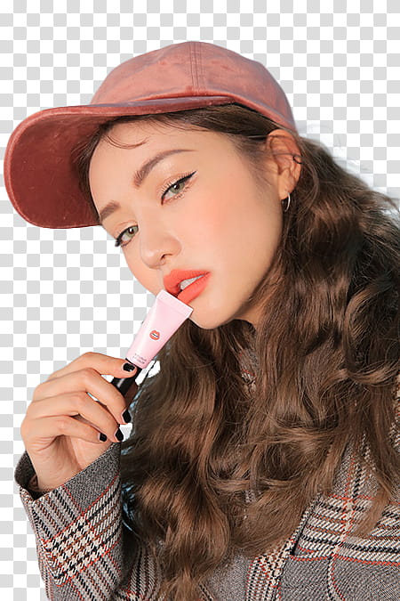 Park Sora Model STYLENANDA, beige cap transparent background PNG clipart