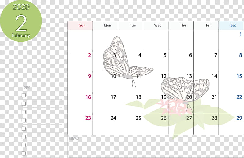 text line diagram paper product paper, February 2020 Calendar, February 2020 Printable Calendar, Watercolor, Paint, Wet Ink transparent background PNG clipart