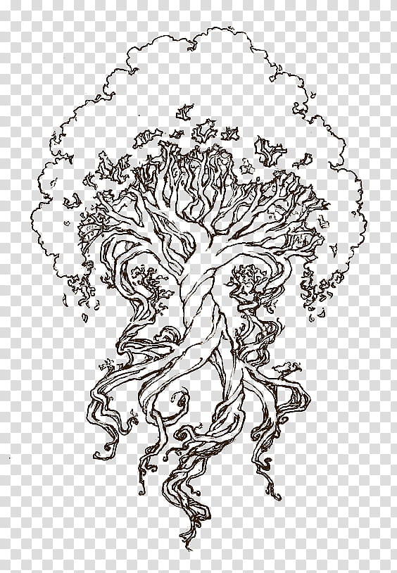 Tree Of Life, Yggdrasil, Drawing, Coloring Book, Doodle, Painting, Tattoo, Line Art transparent background PNG clipart