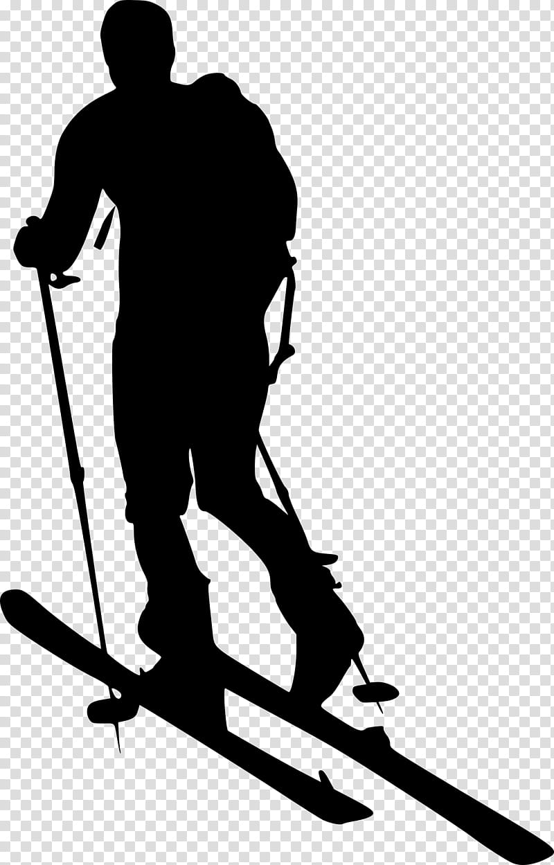 Skiing Skier, Ski Poles, Ski Bindings, Silhouette, Black White M, Sports, Line, Shoe transparent background PNG clipart