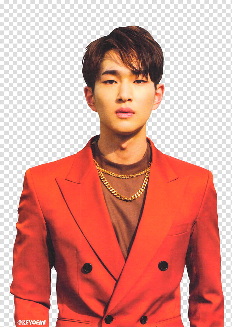 SHINee , man in red peaked lapel suit jacket transparent background PNG clipart