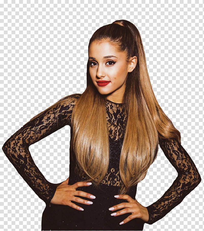 Ariana Grande, Arian Grande wearing black dress with both hands akimbo transparent background PNG clipart