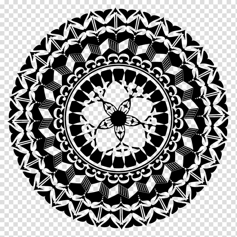 Free Circular Ornaments, round black flower illustration transparent background PNG clipart