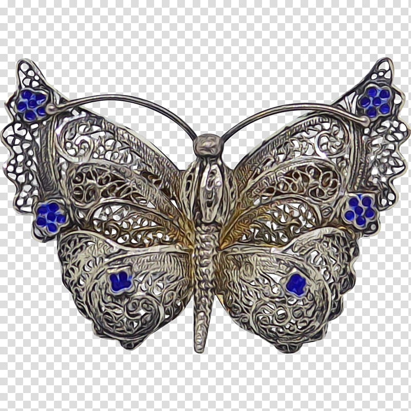 Metal, Brooch, M Butterfly, Cobalt Blue, Jewellery, Insect, Moths And Butterflies, Pollinator transparent background PNG clipart