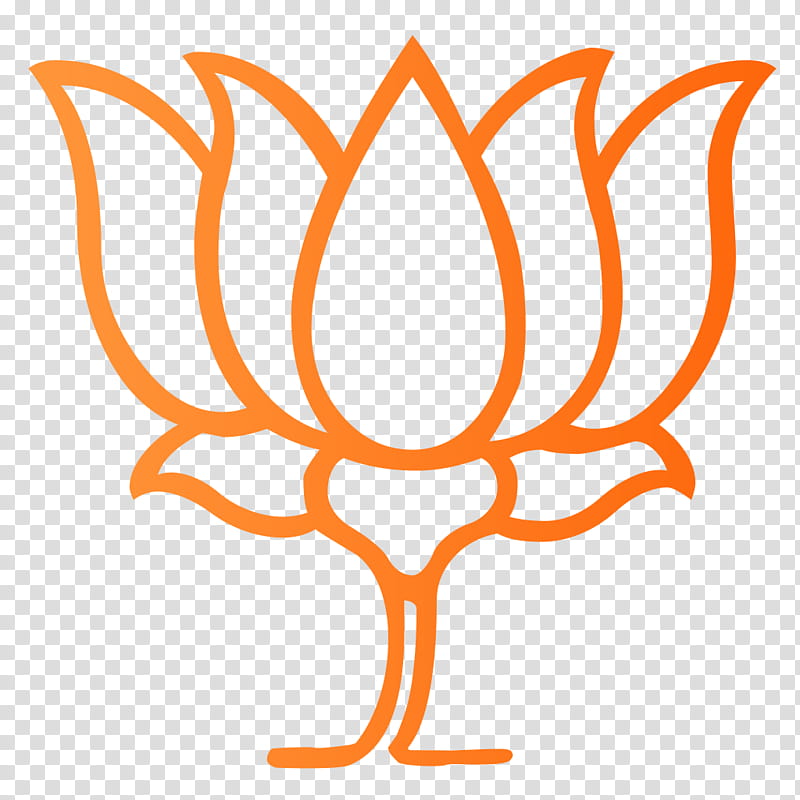 Flower Line Art, Leaf, Bharatiya Janata Party, Plant Stem, Tree, Plants, Symbol, Orange transparent background PNG clipart
