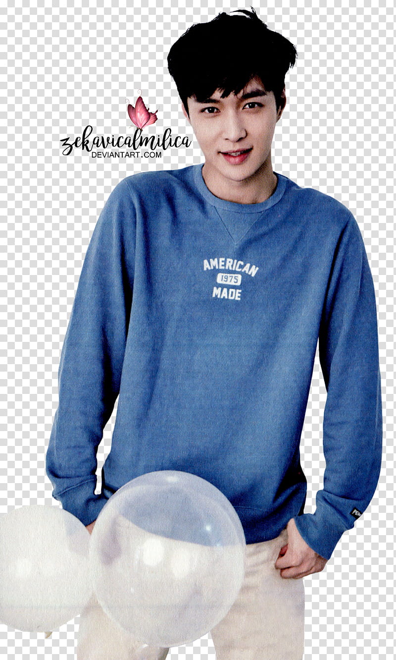 EXO Lay  Season Greetings, man wearing blue American Made long-sleeved shirt transparent background PNG clipart