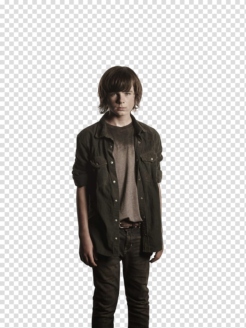 The Walking Dead Season , standing boy wearing black dress shirt and pants outfit transparent background PNG clipart