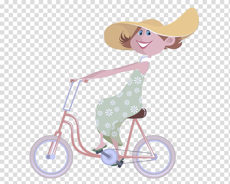 cartoon vehicle pink bicycle cycling, Cartoon, Recreation, Bicycle Accessory transparent background PNG clipart