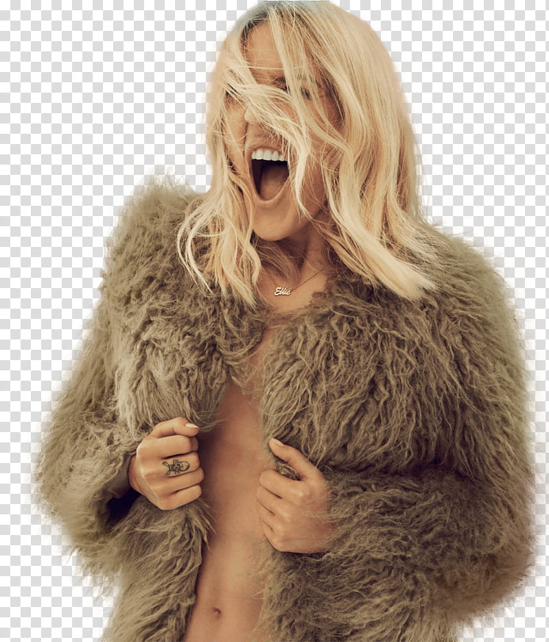 Ellie Goulding, men's brown fur coat transparent background PNG clipart