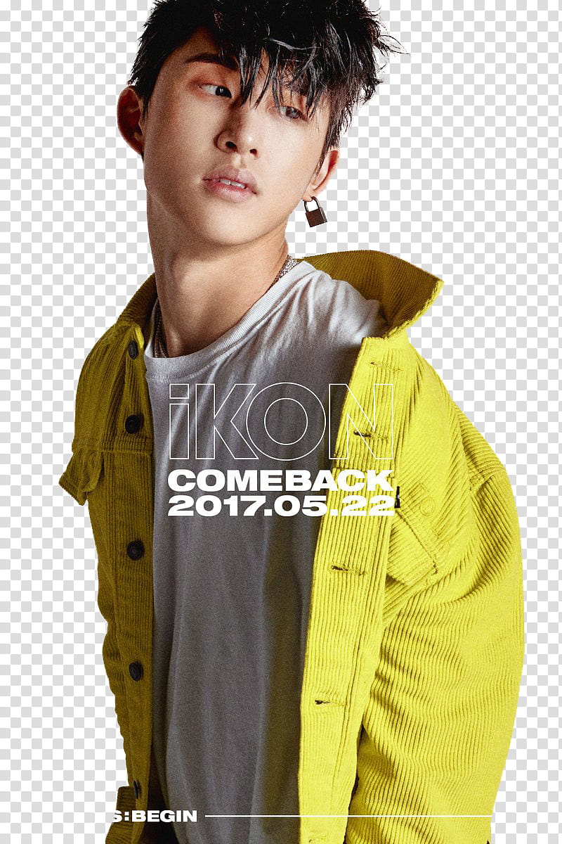 iKON , men's yellow button-up jacket transparent background PNG clipart