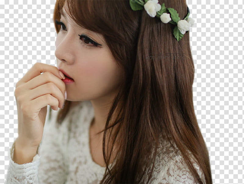 Kim Shin Yeong ULZZANG GIRL , woman touching her lipd transparent background PNG clipart