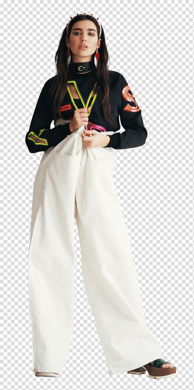 Dua Lipa, Dua Lipa standing wearing black long-sleeved shirt transparent background PNG clipart