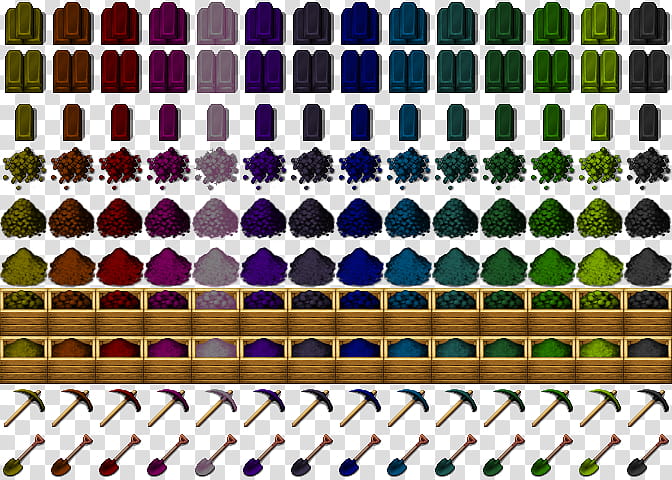Re Colored Metalbars Tools Gravel RPG Maker MV, multi-colored tools transparent background PNG clipart