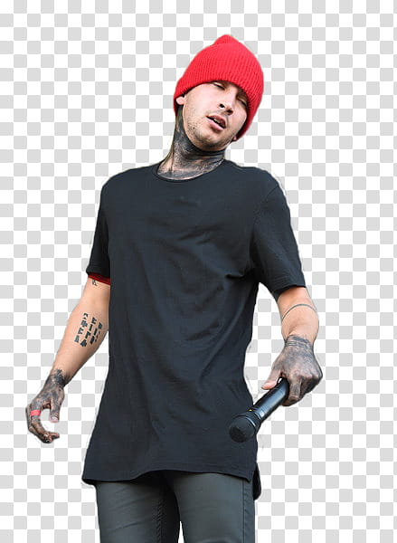 Tyler Joseph, man holding microphone transparent background PNG clipart