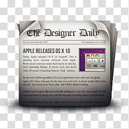 Iconos BHR , iconsjune Invhizible (), The Designer Daily Apple Releases OS X  newspaper article transparent background PNG clipart