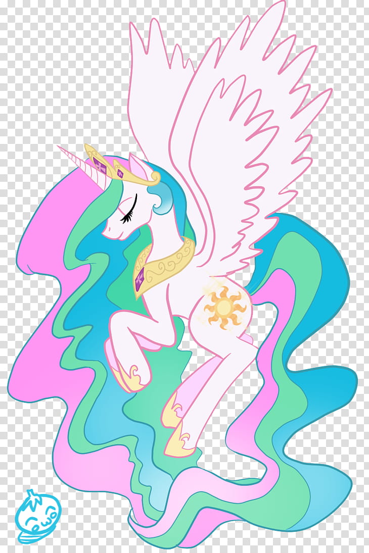 MLP FIM Celestia, white and multicolored unicorn transparent background PNG clipart