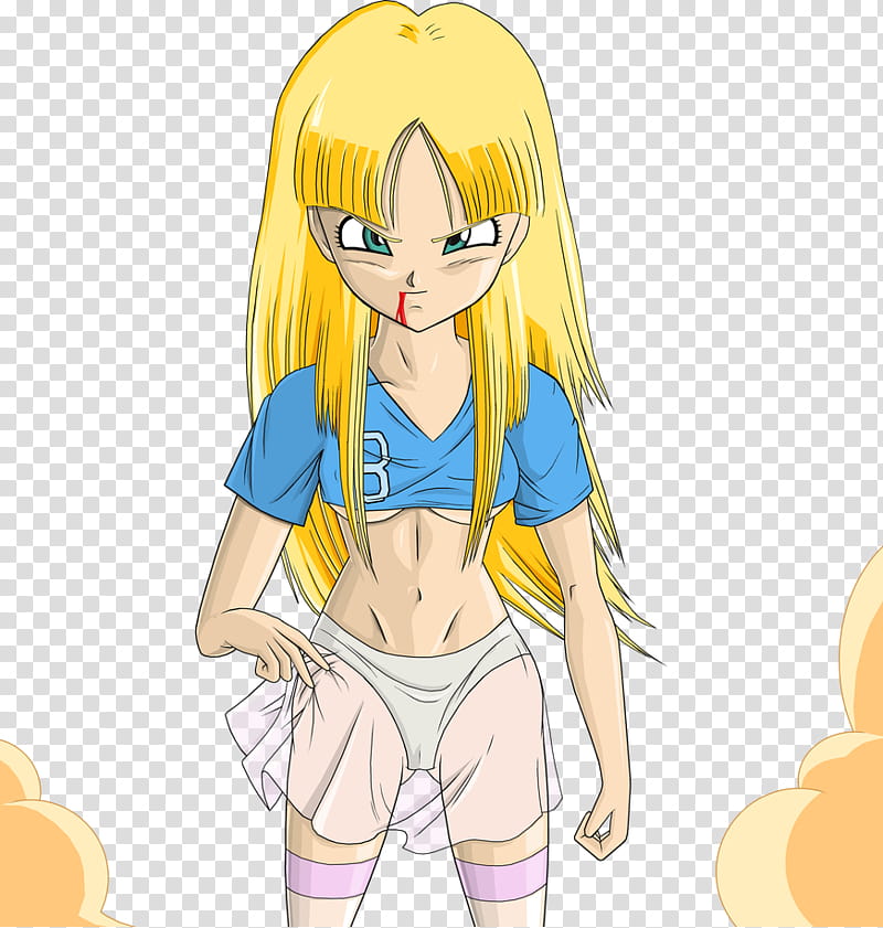 Bura SSJ, yellow haired woman anime character standing transparent background PNG clipart