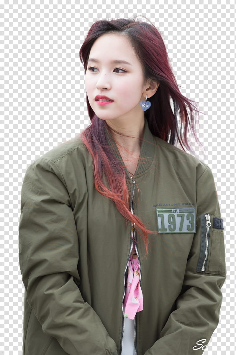 Mina, woman wearing green bomber jacket transparent background PNG clipart