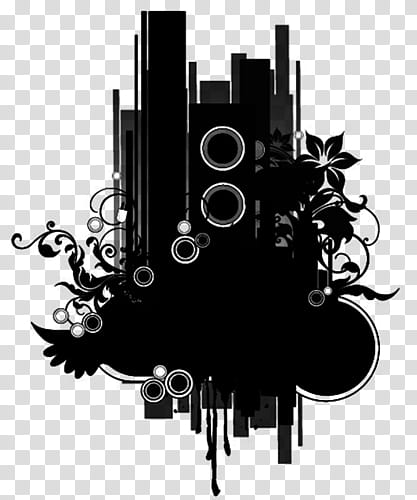 brushes, black building and clouds artwork transparent background PNG clipart