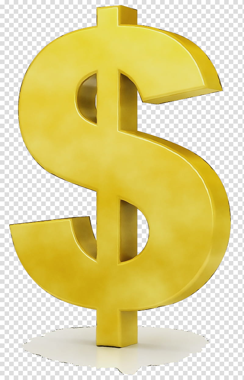 Gold Dollar Sign, Watercolor, Paint, Wet Ink, United States Dollar, Currency, Australian Dollar, Currency Symbol transparent background PNG clipart