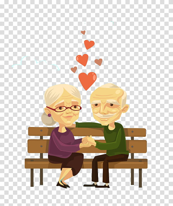 Love Drawing, Cartoon, Old Age, Internet Meme, Bench, Sitting, Furniture, Sharing transparent background PNG clipart