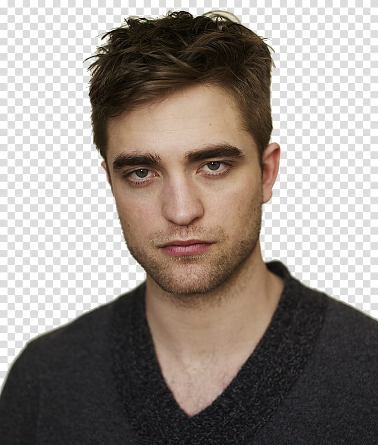 Robert Pattinson en HD, man in black V-neck shirt transparent background PNG clipart