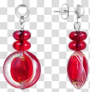 Earrings Set , pair of red jeweled silver-colored drop earrings transparent background PNG clipart