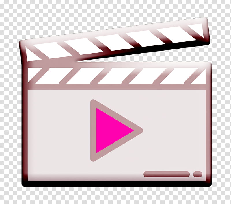 Movie Film icon Clapperboard icon, Movie Film Icon, Pink, Line, Material Property, Envelope, Rectangle, Paper transparent background PNG clipart