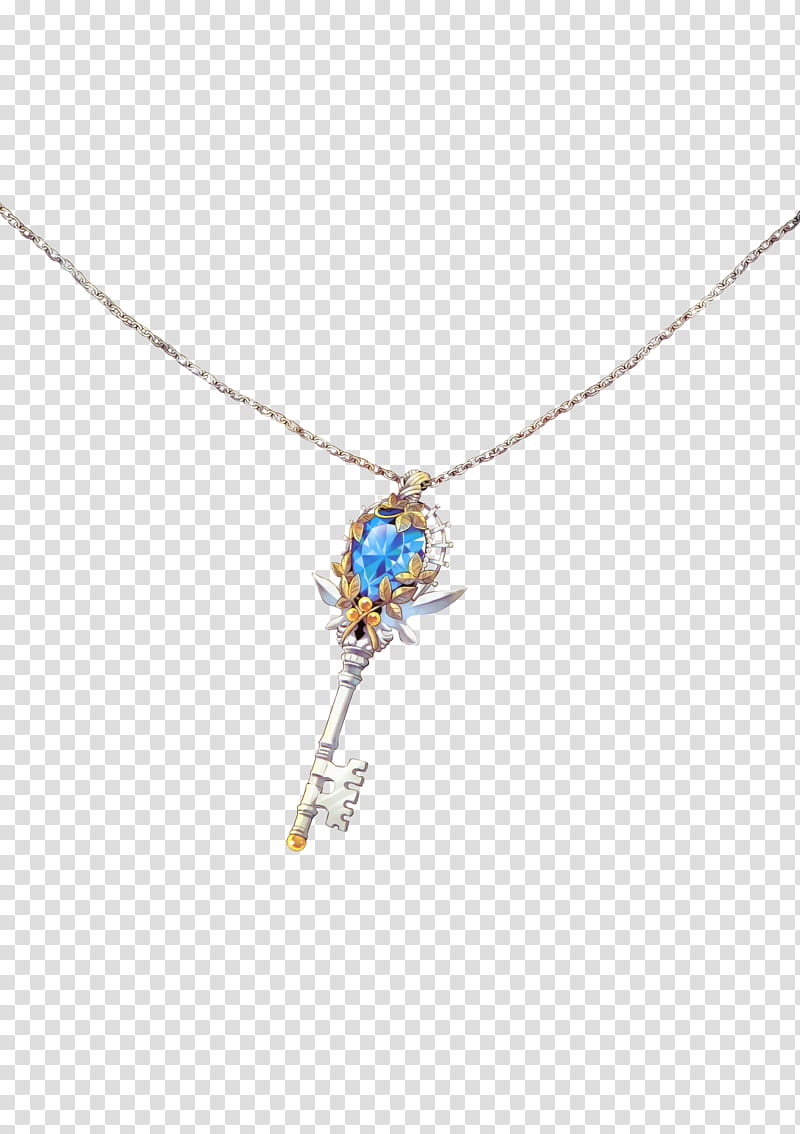 Gracias watch , silver-colored skeleton key pendant with blue gemstone transparent background PNG clipart
