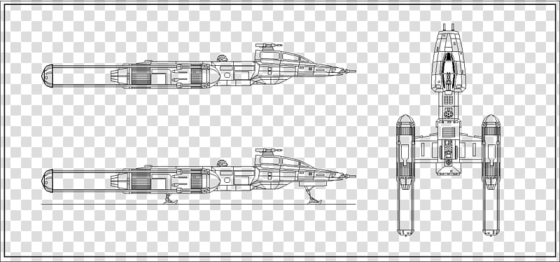 BTL A Y Wing Fighter Bomber Full Armor Line Art transparent background PNG clipart