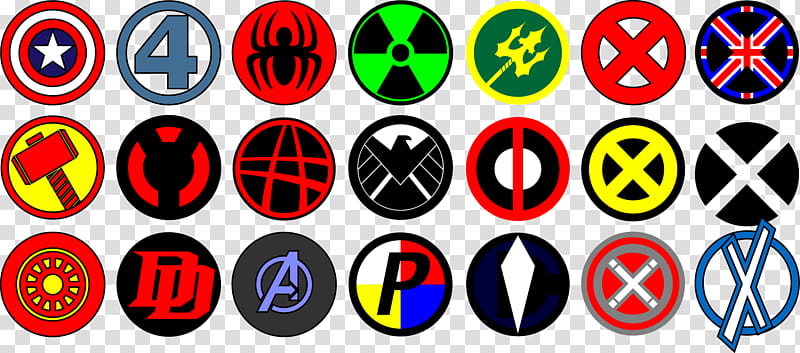 Marvel logos, Marvel super hero logos collage transparent background PNG clipart