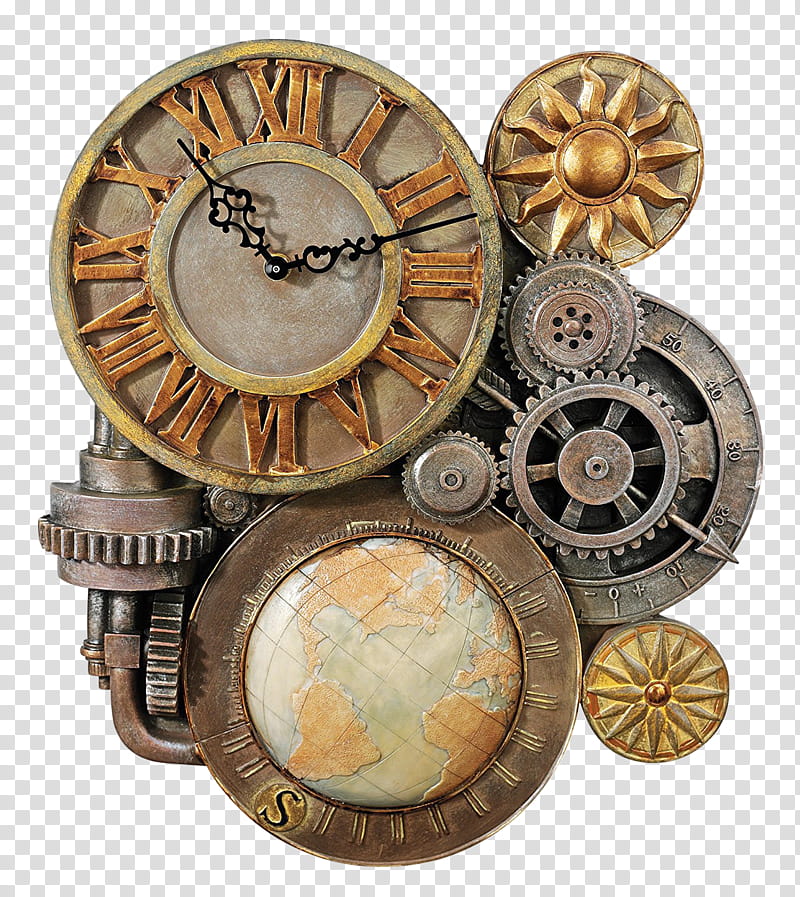 Clock, brown metal machine transparent background PNG clipart